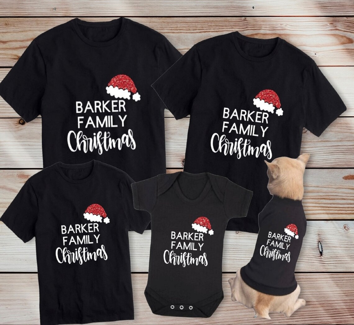 Matching Family Christmas Tshirts With Glitter Personalised Etsy UK
