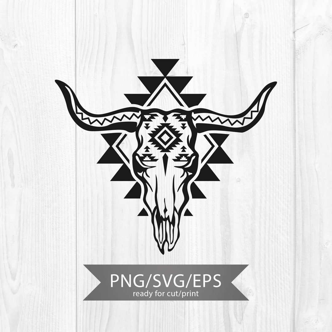 Cow Skull Svg, Western Ornament Svg, Western Skull Svg, Bull Skull Svg