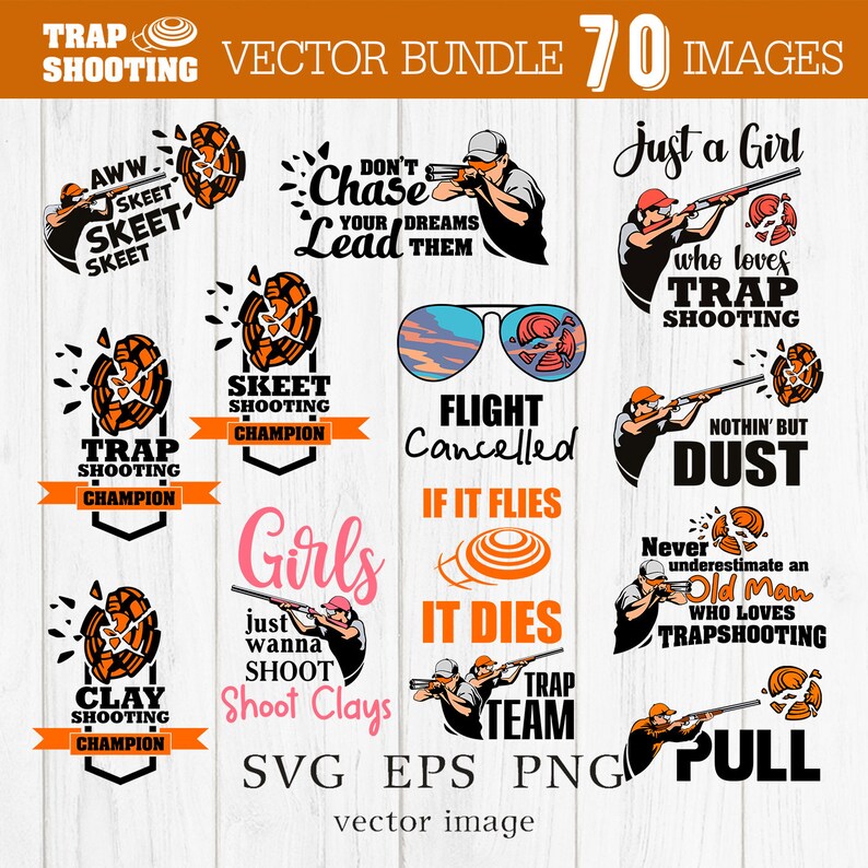 Trap Shooting Svg Pull Svg Trapshooting Bundle Clay Quote Etsy