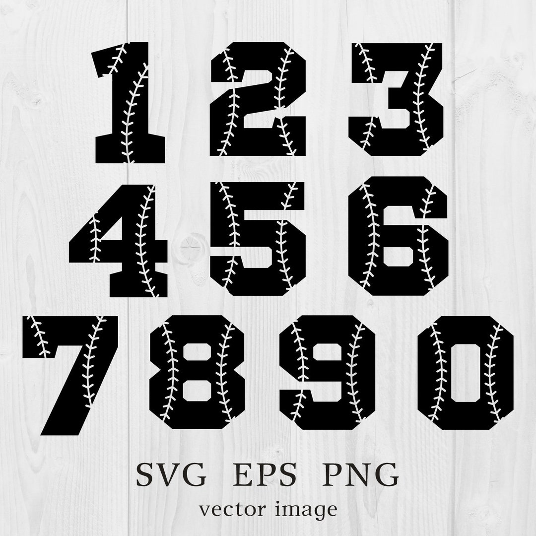 Baseball Numbers Svg, Softball Numbers, Baseball Font Svg, Cricut Files