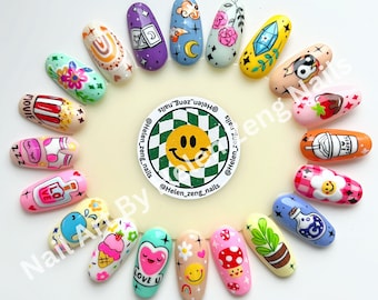 20 Nail Art Video Tutorials. Cartoon Nails. Fun Trendy Nails. Salon Nail Art