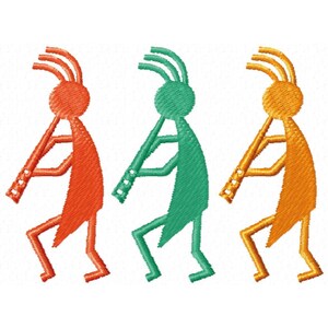 Three Southwest Kokopelli Digital Embroidery Design