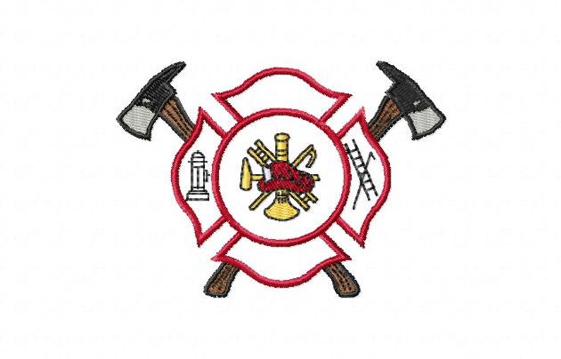 Customizable Fire Department Maltese Cross With Firefighter Axes Badge