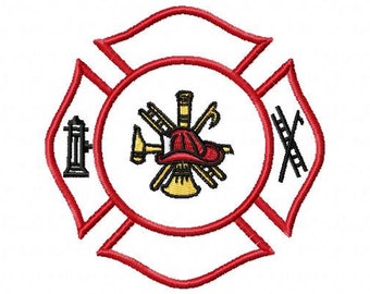 Fire Department Maltese Cross Badge Digital Embroidery Design