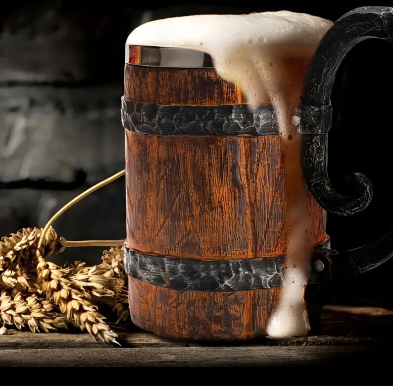 Handmade Viking beer mug in a set of 2 600ml The perfect gift for men to toast with friends on a birthday or Father's Day image 5