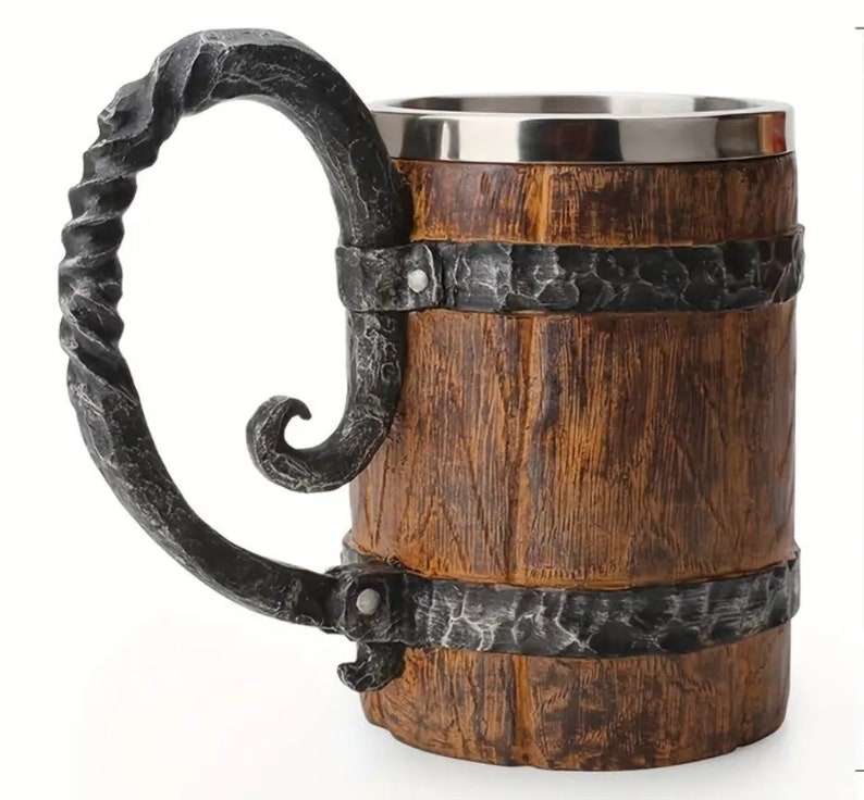 Handmade Viking beer mug in a set of 2 600ml The perfect gift for men to toast with friends on a birthday or Father's Day image 7