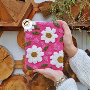 Daisies Kindle cover kindle paperwhite case Fabric book cover Personalized kindle sleeve Oasis case kindle accessories gift image 1