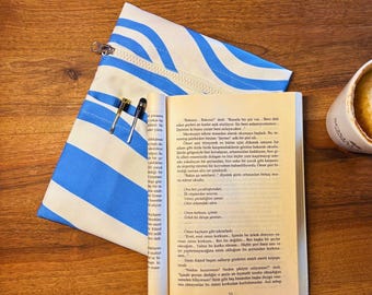 Blue Book Sleeve, Padded Book Cover, Book Purse, Book Pouch, Book Accessories, Book Lover Gift, Book Protector, Book Bag, New Year&#39;s gift