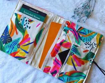 Floral Double Book Sleeve with Pockets, Journal Bag, Handmade Book Purse, , Padded Kindle case, Reading Accessories, Bookish Gifts, Book Bag
