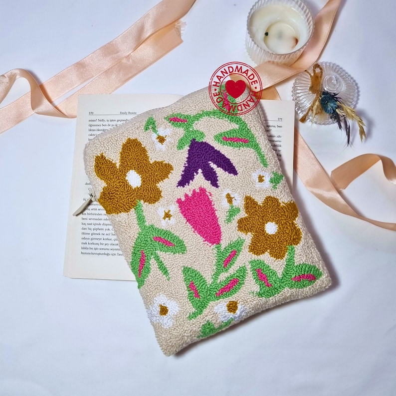 Embroidered Book Sleeve Personalized Kindle cover Kindle Paperwhite Ereader case iPad sleeve Handmade tablet cover book lover image 1
