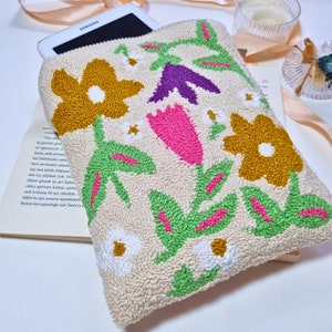 Embroidered Book Sleeve Personalized Kindle cover Kindle Paperwhite Ereader case iPad sleeve Handmade tablet cover book lover image 4