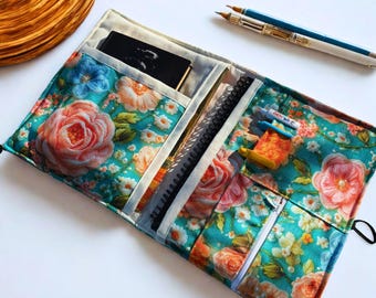 Book Sleeve with Pockets, Floral Book case, Journal Planner Bag, Handmade Book Purse, Padded book case, Reading Accessories, Bookish Gifts