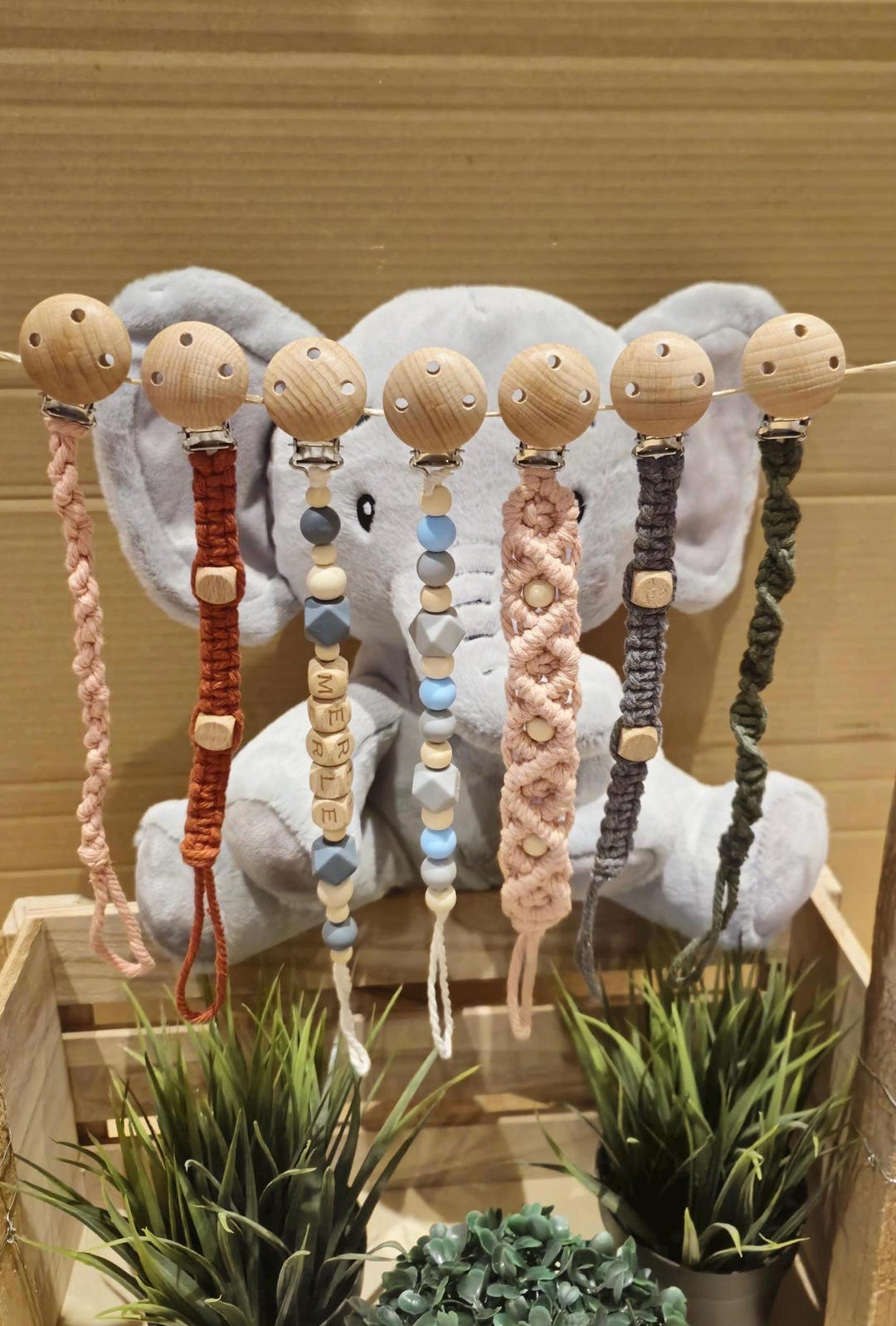 Unique Pacifier Chain Pacifier Chain With Beads | Macrame | Name | Clip - Etsy
