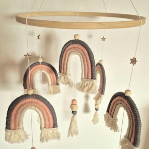 Macrame baby mobile customizable | Rainbow mobile | Baby shower gift idea birth
