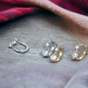 Dangle Hoop Earrings Set | Gold Minimalist Earrings | Tiny Gold Hoop Earrings | Huggie Hoop Earrings | Huggie Earrings Set | Hoop Earrings