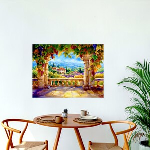 French CERAMIC TILE Mural Tile MOSAIC Provencal Landscape Ceramic Tile Art Handmade Tiles Vintage Home Decor Vintage Wall Art