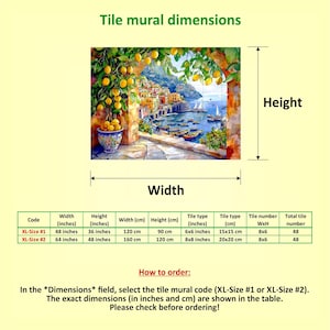 Amalfi Coast LARGE CERAMIC Wall MURAL Tile Mosaic Italian Landscape Art Lemon Wood Extra Large Wall Art Landscape Art Vintage Home Decor