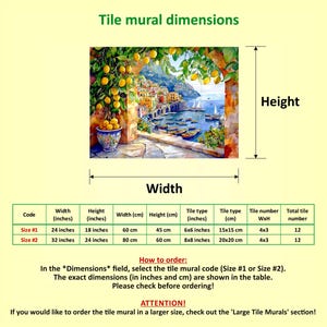 Amalfi Coast CERAMIC Tile MURAL MOSAIC Italian Landscape Italian Tiles Lemon Wood Pattern Handmade Tiles Landscape Art Vintage Home Decor