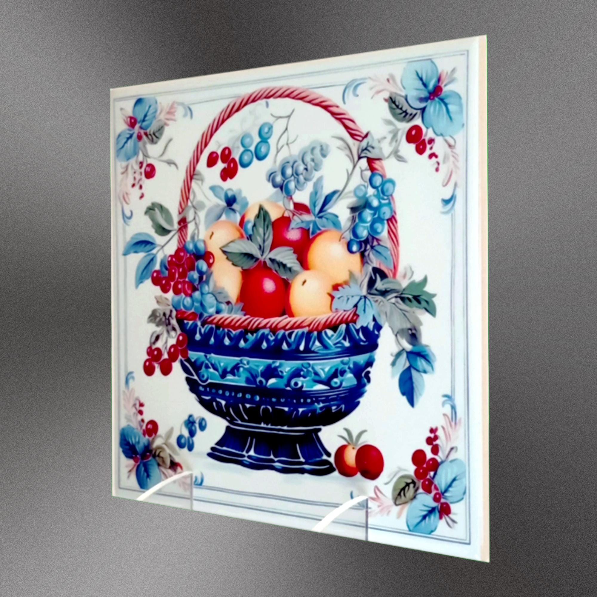 Pack of 5 French Country Ceramic Tile Pack: selectable patterns, two sizes
