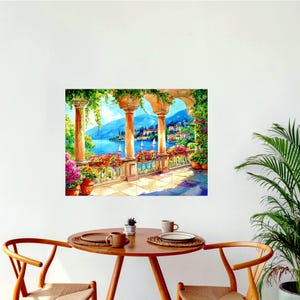 Lake Como Italy CERAMIC TILE MURAL Tile Mosaic Italian Landscape Ceramic Wall Art Vintage Home Decor Handmade Mosaic Landscape Art