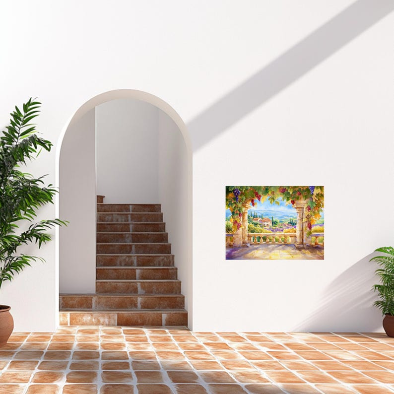 French CERAMIC TILE Mural Tile MOSAIC Provencal Landscape Ceramic Tile Art Handmade Tiles Vintage Home Decor Vintage Wall Art