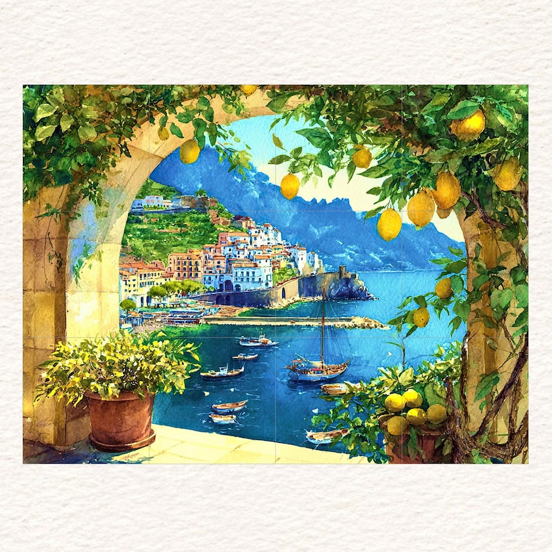 Ravello, Amalfi Coast Ceramic Tile Mural / Mosaic Two Sizes To Choose From: Lemon Wood