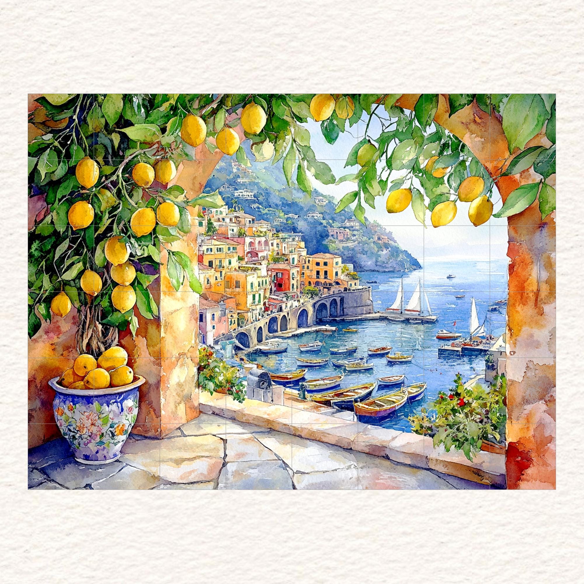 LARGE Amalfi Coast Ceramic Tile Mural/mosaic Two Sizes: Italian