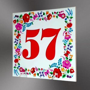 HOUSE NUMBER Hungarian with KALOCSA pattern Ceramic Tile Rustic