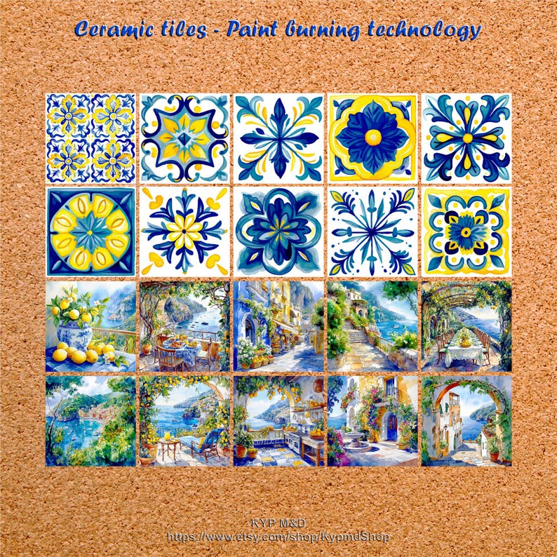 Pack of 20 AMALFI COAST CERAMIC Tiles Style Options Vibrant Italian ...