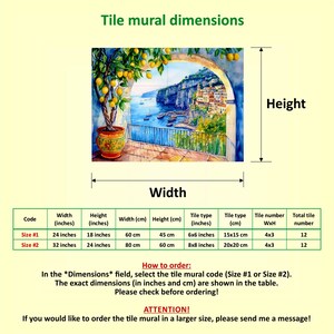 Italian Sorrento Coast CERAMIC Tile MURAL MOSAIC Italian Landscape Wall Art Lemon Wood Pattern Handmade Tiles Vintage Home Decor