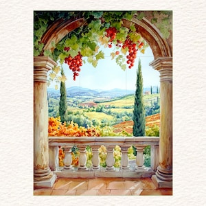 Tuscan Vineyard Ceramic Tile Mural / Mosaic Two Sizes To Choose From:  Italian Landscape Art