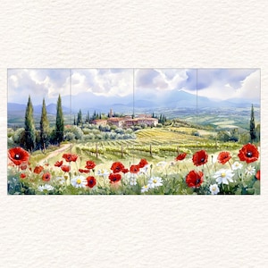 Tuscan Landscape Ceramic Tile Mural / Mosaic Two Sizes To Choose From Italian Decor