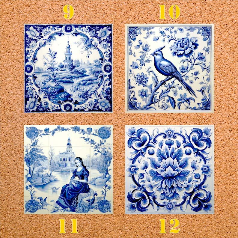 Pack of 5 Delft Blue Ceramic Tiles: Selectable Patterns, Two Sizes - Etsy