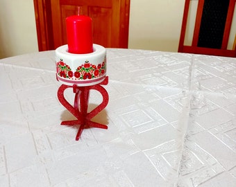 CANDLE HOLDER with HUNGARIAN Kalocsa patterns Ceramic Candle holder Hungarian Folk Patterns Kalocsa Folk Patterns Table Decor Ceramic Art