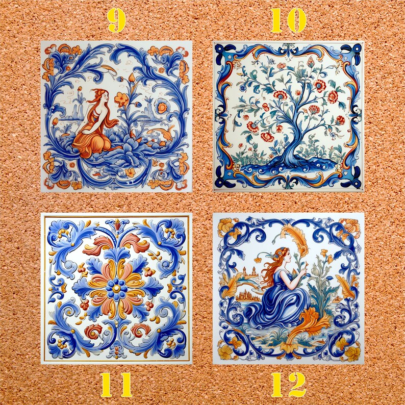 Pack of 5 ITALIAN CERAMIC TILES Style Options Deruta Vintage Wall Decor Kitchen Art Vintage Home Decor Ceramic Wall Tile Kitchen Decor