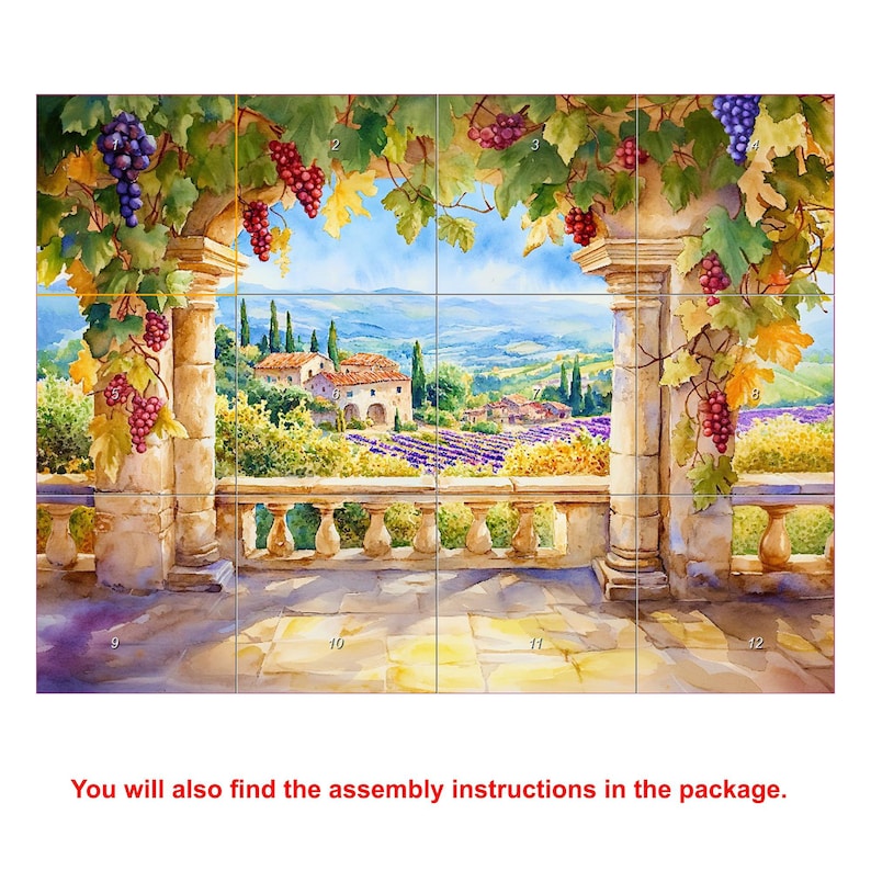 French CERAMIC TILE Mural Tile MOSAIC Provencal Landscape Ceramic Tile Art Handmade Tiles Vintage Home Decor Vintage Wall Art