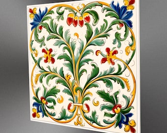 Paquete de 5 azulejos de cerámica toscana: diseños seleccionables, dos tamaños.