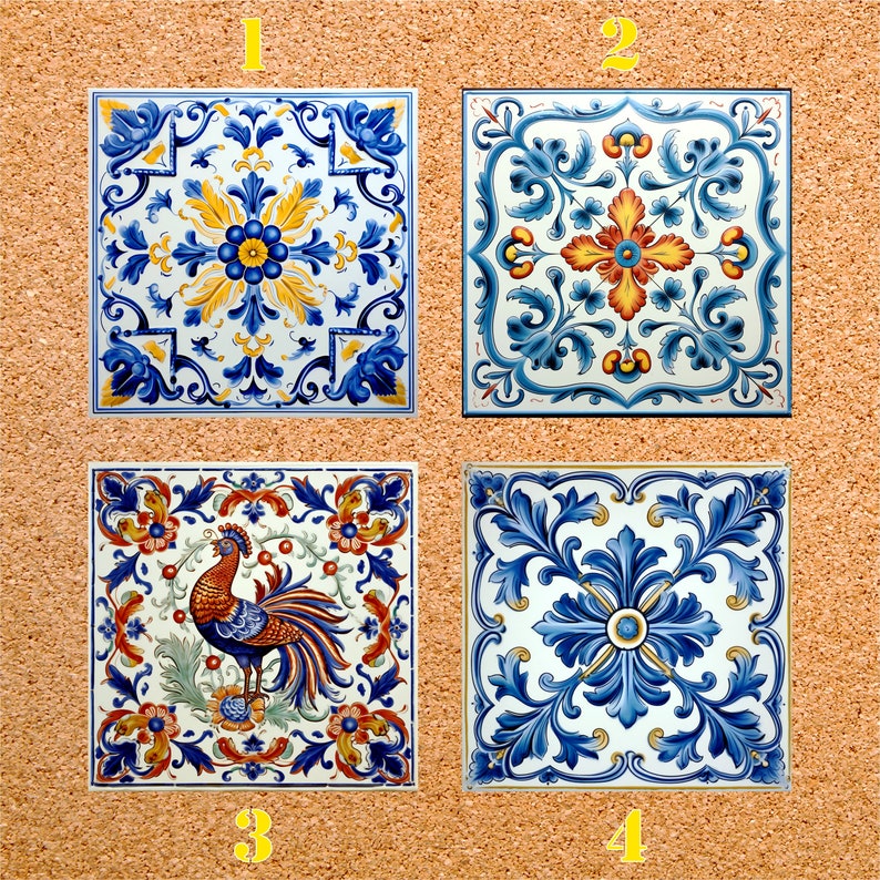 Pack of 5 ITALIAN CERAMIC TILES Style Options Deruta Vintage Wall Decor Kitchen Art Vintage Home Decor Ceramic Wall Tile Kitchen Decor