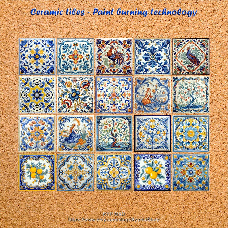Pack of 5 ITALIAN CERAMIC TILES Style Options Deruta Vintage Wall Decor Kitchen Art Vintage Home Decor Ceramic Wall Tile Kitchen Decor