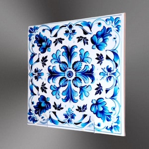 Pack of 5 Spanish Ceramic Tiles: Blue selectable patterns, 4.25/6 inches, 10.8/15.2 cm sizes