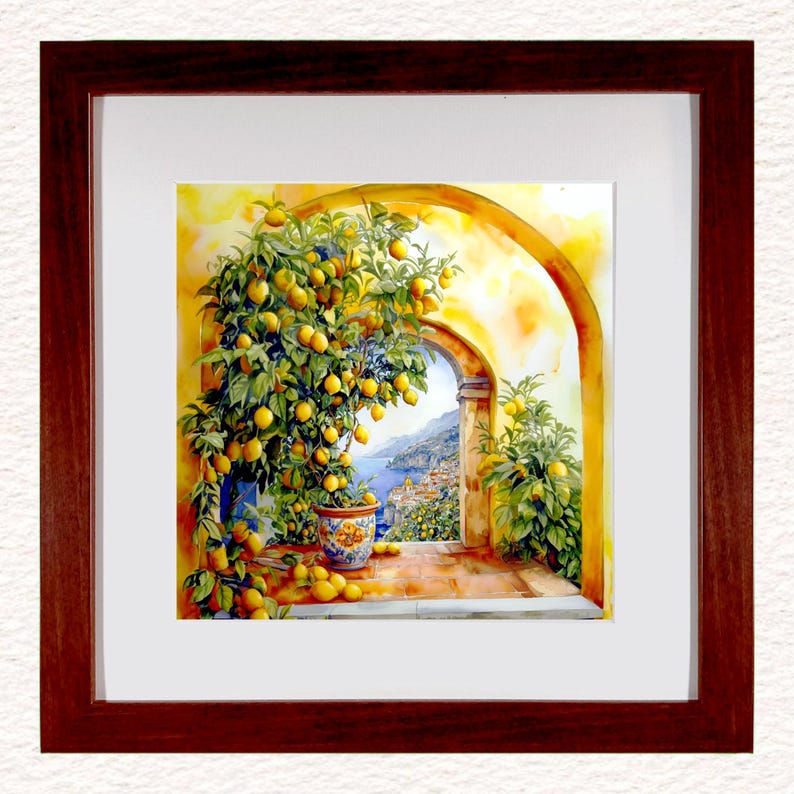 LEMON TREE Series Ceramic PAINTING 4 Style Options Italian Painting Amalfi Coast Painting Lemon Tree Pattern Handmade Tiles Home Décor