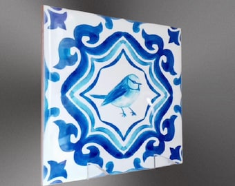 Pack of 10 Portuguese Watercolor Ceramic Tiles: selectable patterns, two sizes