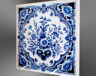 Paquete de 5 azulejos de cerámica azul Delft: diseños seleccionables, dos tamaños.
