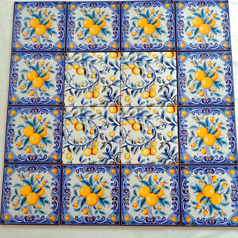 Paquete de 5 azulejos de cerámica italiana Deruta: diseños seleccionables, dos tamaños. imagen 10
