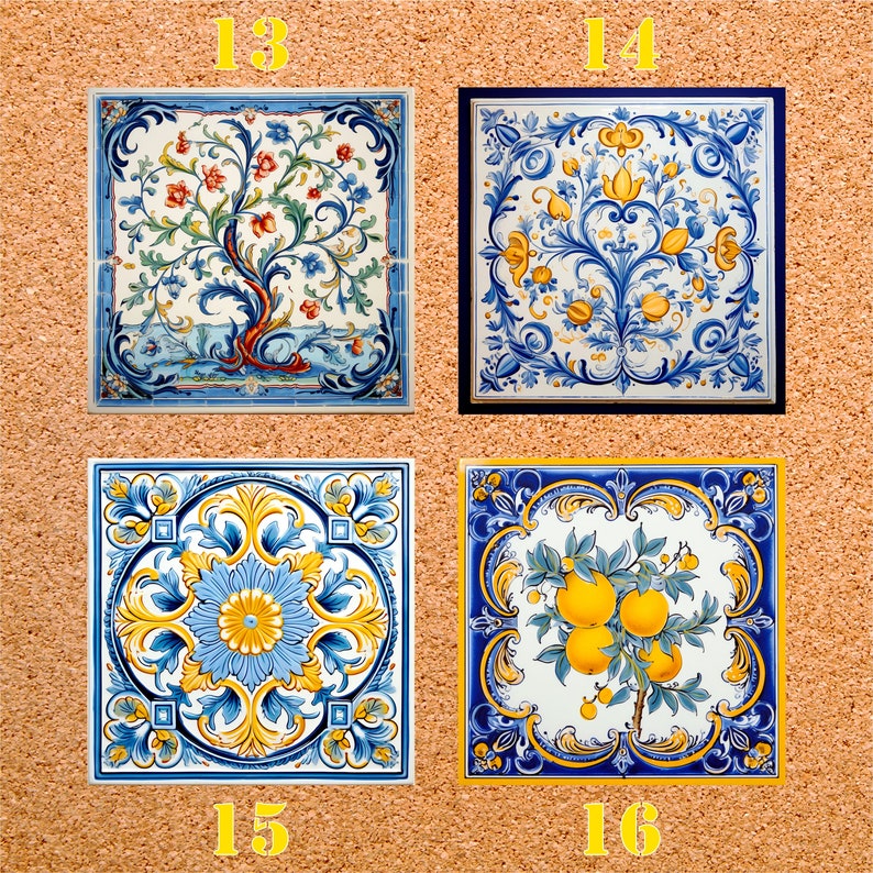 Pack of 5 ITALIAN CERAMIC TILES Style Options Deruta Vintage Wall Decor Kitchen Art Vintage Home Decor Ceramic Wall Tile Kitchen Decor