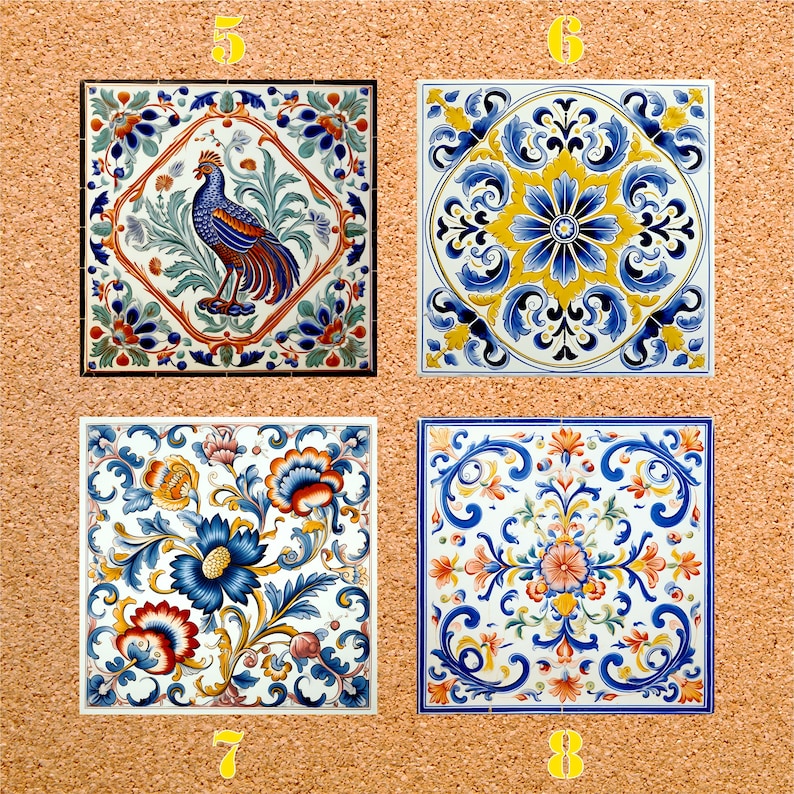 Pack of 5 ITALIAN CERAMIC TILES Style Options Deruta Vintage Wall Decor Kitchen Art Vintage Home Decor Ceramic Wall Tile Kitchen Decor