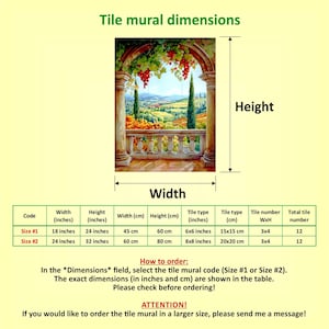 TUSCAN VINEYARD Ceramic TILE Mural Tile Mosaic Italian Landscape Tuscan Landscape Pattern Handmade Tiles Landscape Art Vintage Home Decor