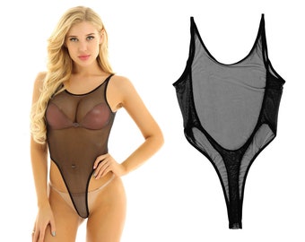 See Through Bodysuit, Transparent Lingerie, Sheer Leotard, Honeymoon Lingerie