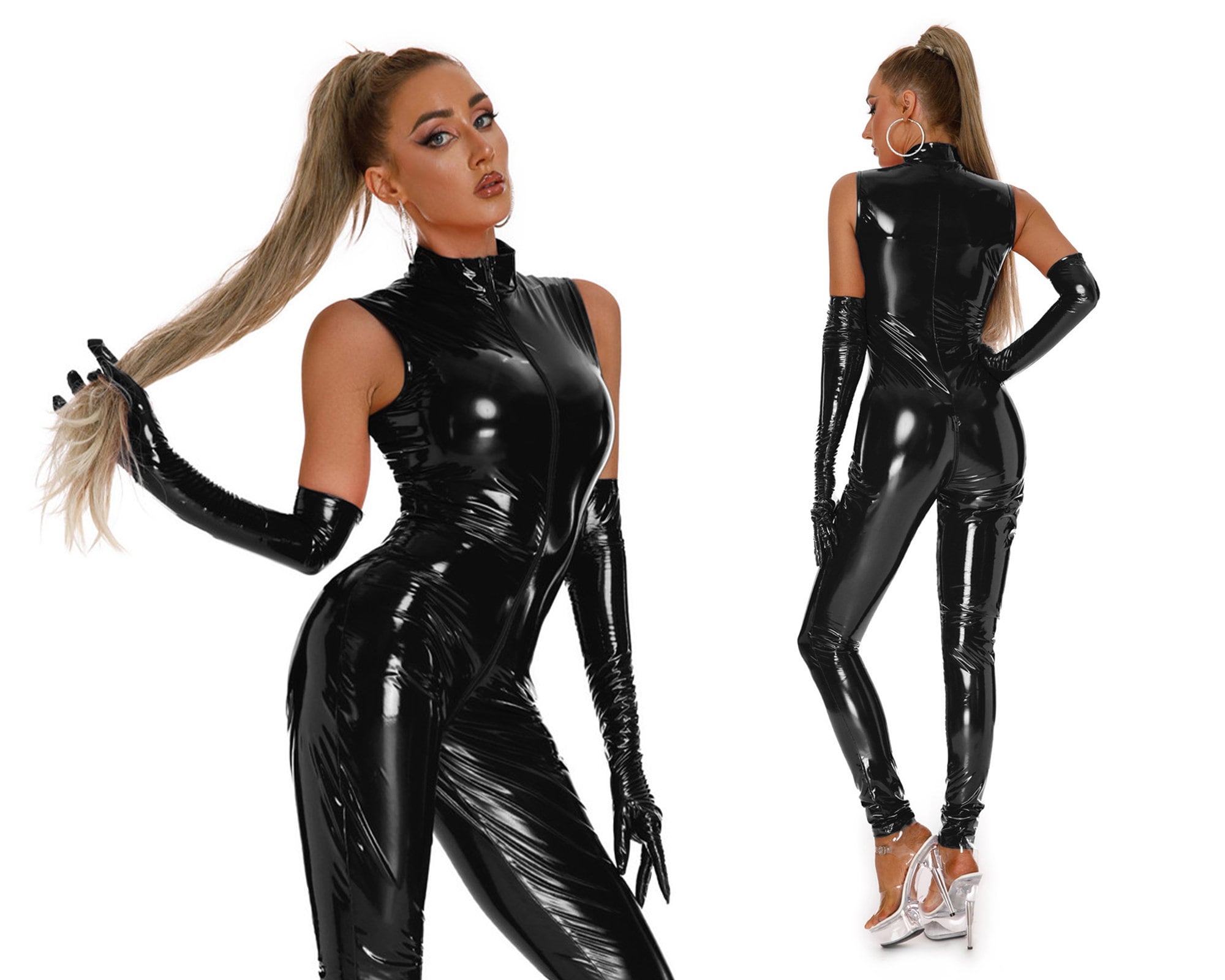 Latex Catsuit, Black Latex Bodysuit, Latex Dress, Dominatrix