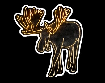 Moose Neon Design Sticker